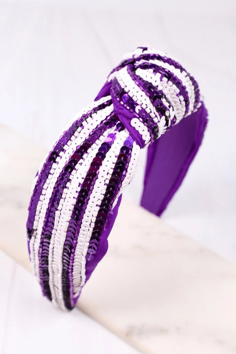 Sequin Striped Purple & White