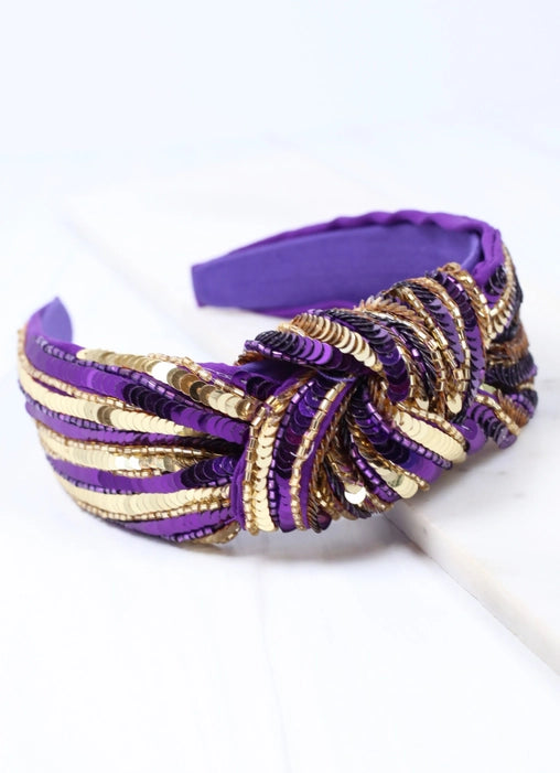Sequin Striped Purple & Gold