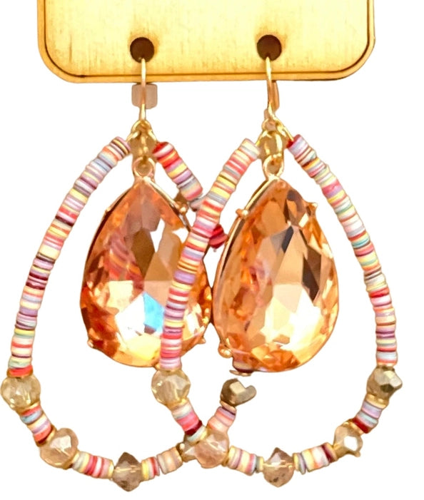 Pink Mix Teardrop Earring