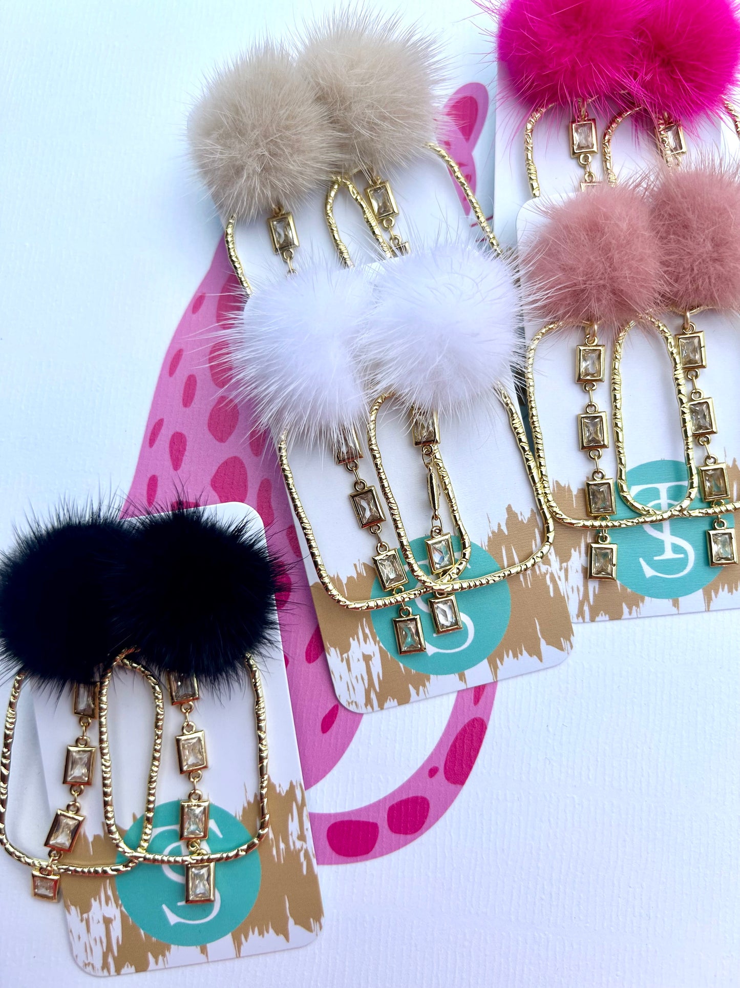 Gold Puff Crystal CZ Hoops