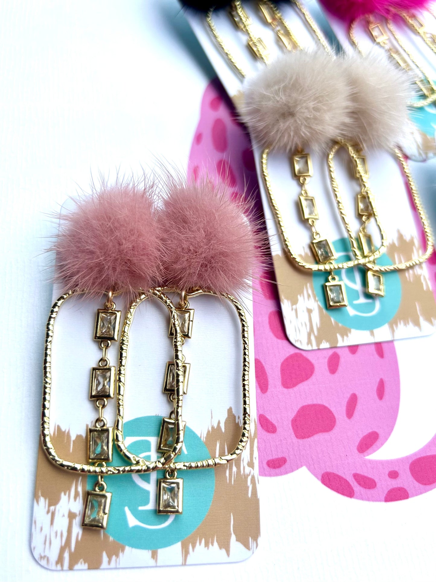 Gold Puff Crystal CZ Hoops