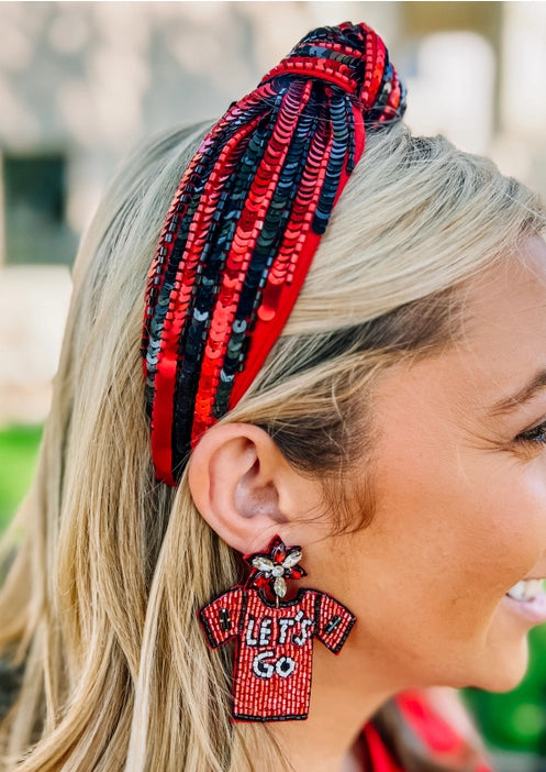 Sequin Stiped Red & Black