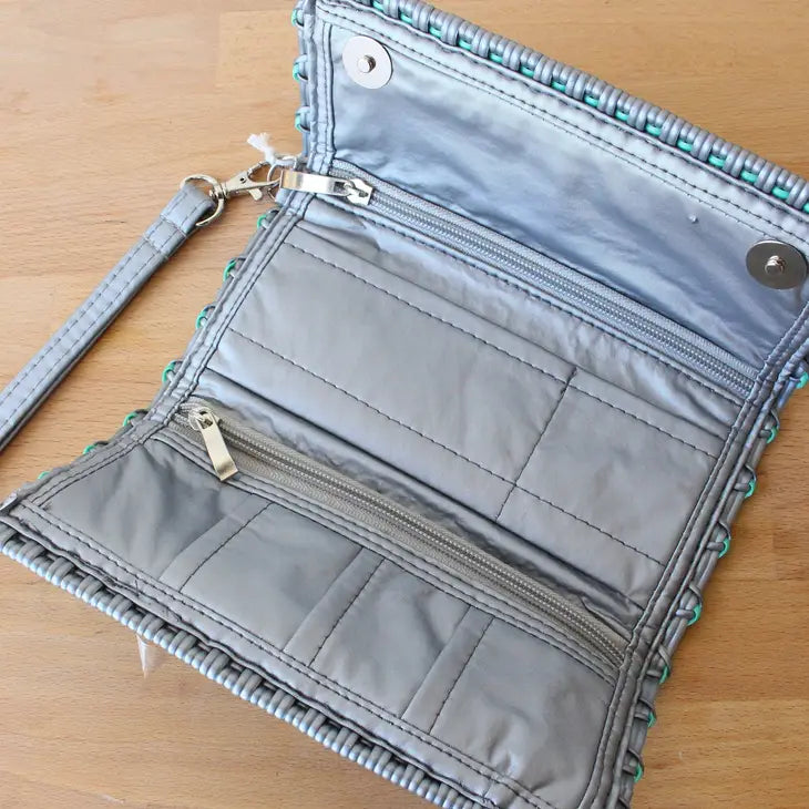 Aqua and Silver Mexican Wallet