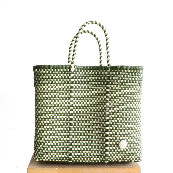 Green Olive & White Tote Bag