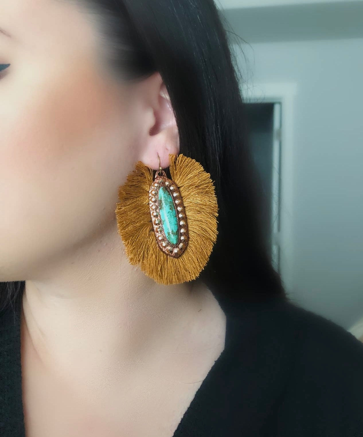 Mustard Fringe Casper Earrings
