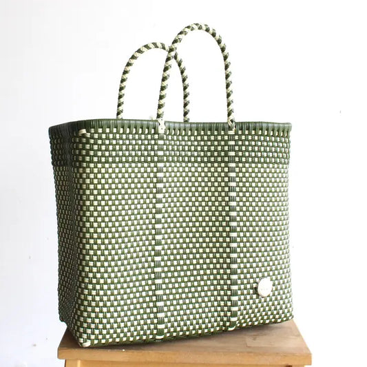 Green Olive & White Tote Bag