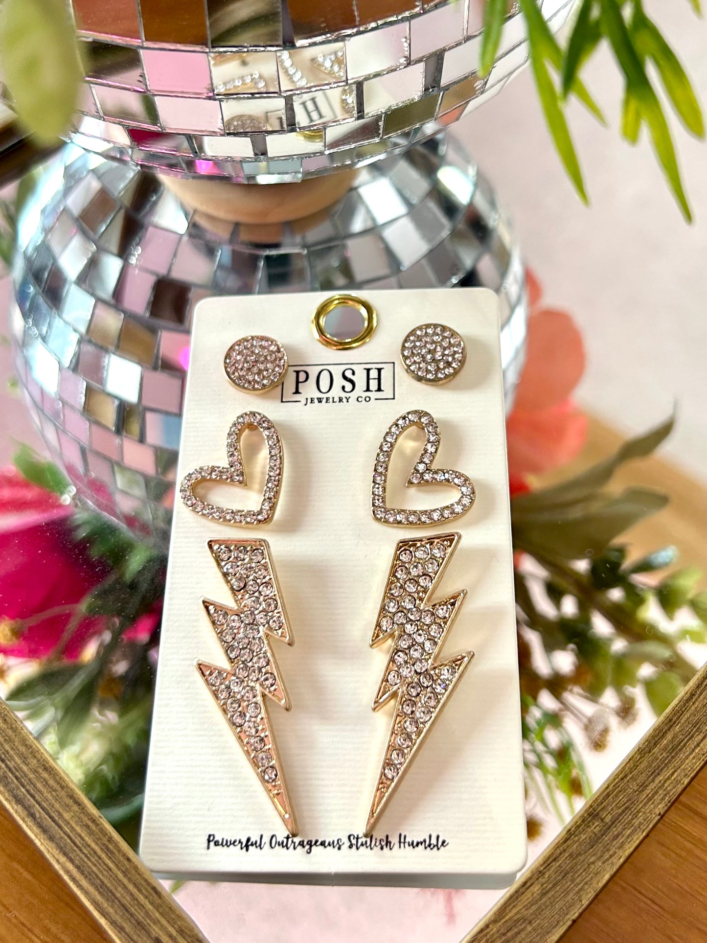 Rhinestone Post Earrings Set