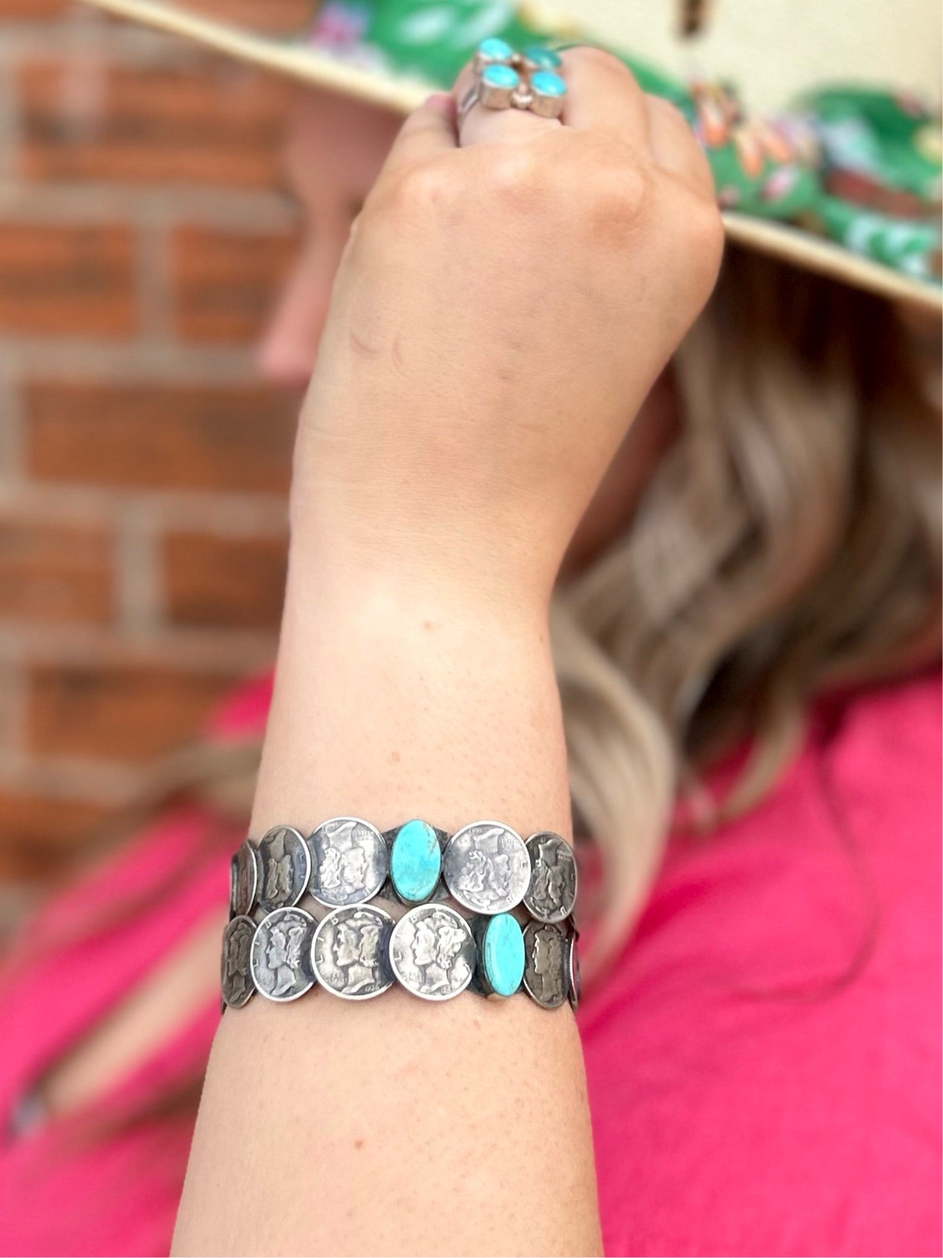 Mercury Dime Turquoise Cuff