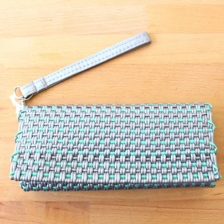 Aqua and Silver Mexican Wallet